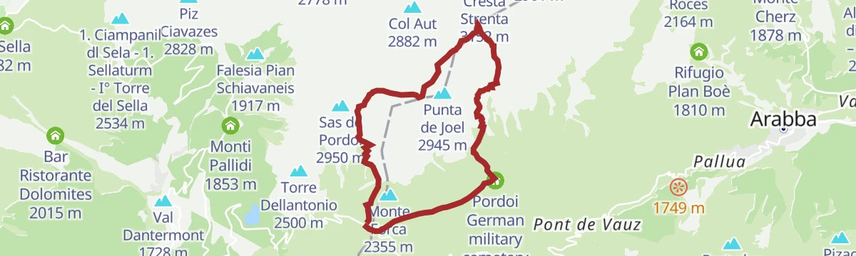 Route map: Via Ferrata "Cesare Piazzetta"